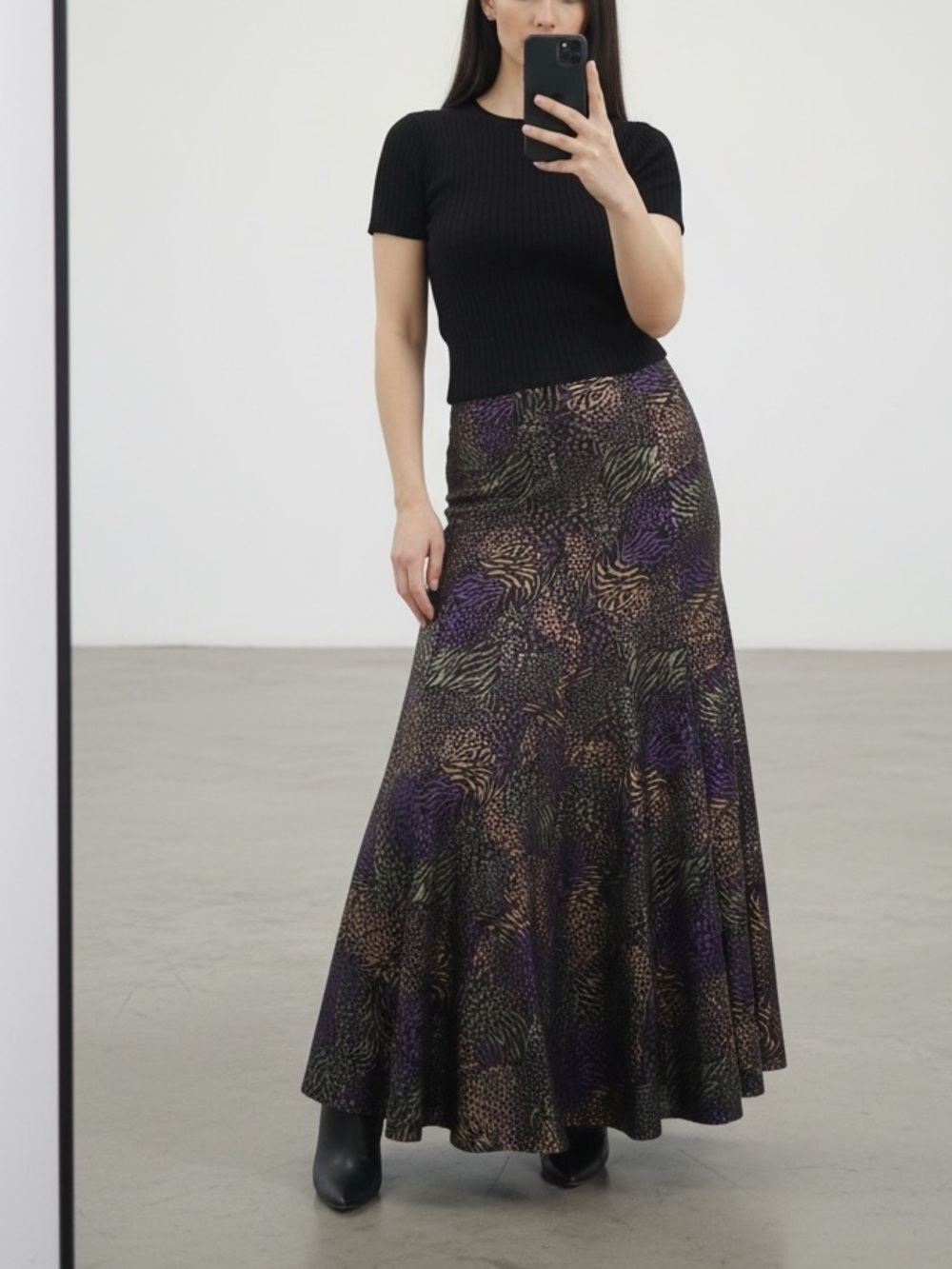 💜✨ Vintage Handmade Stretchy Flowy Maxi Skirt